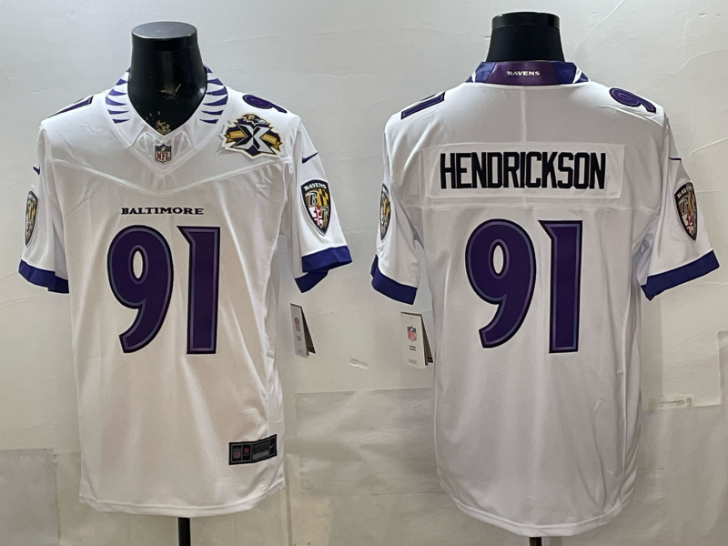 Men Baltimore Ravens #91 Hendrickson white Nike 2026 NFL Jersey 0522002